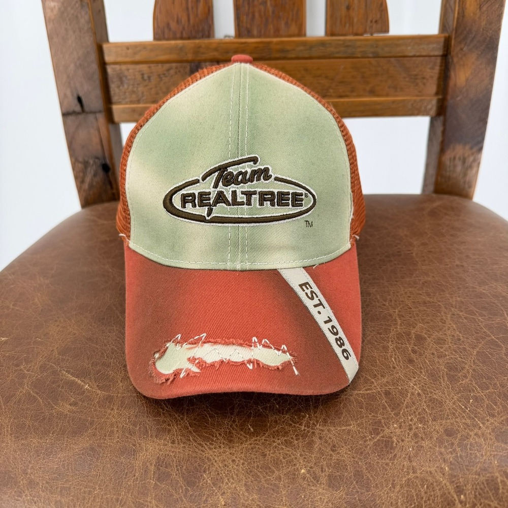 Paramount Outdoors Team Realtree Trucker Hat Unisex Orange Green Good Distressed